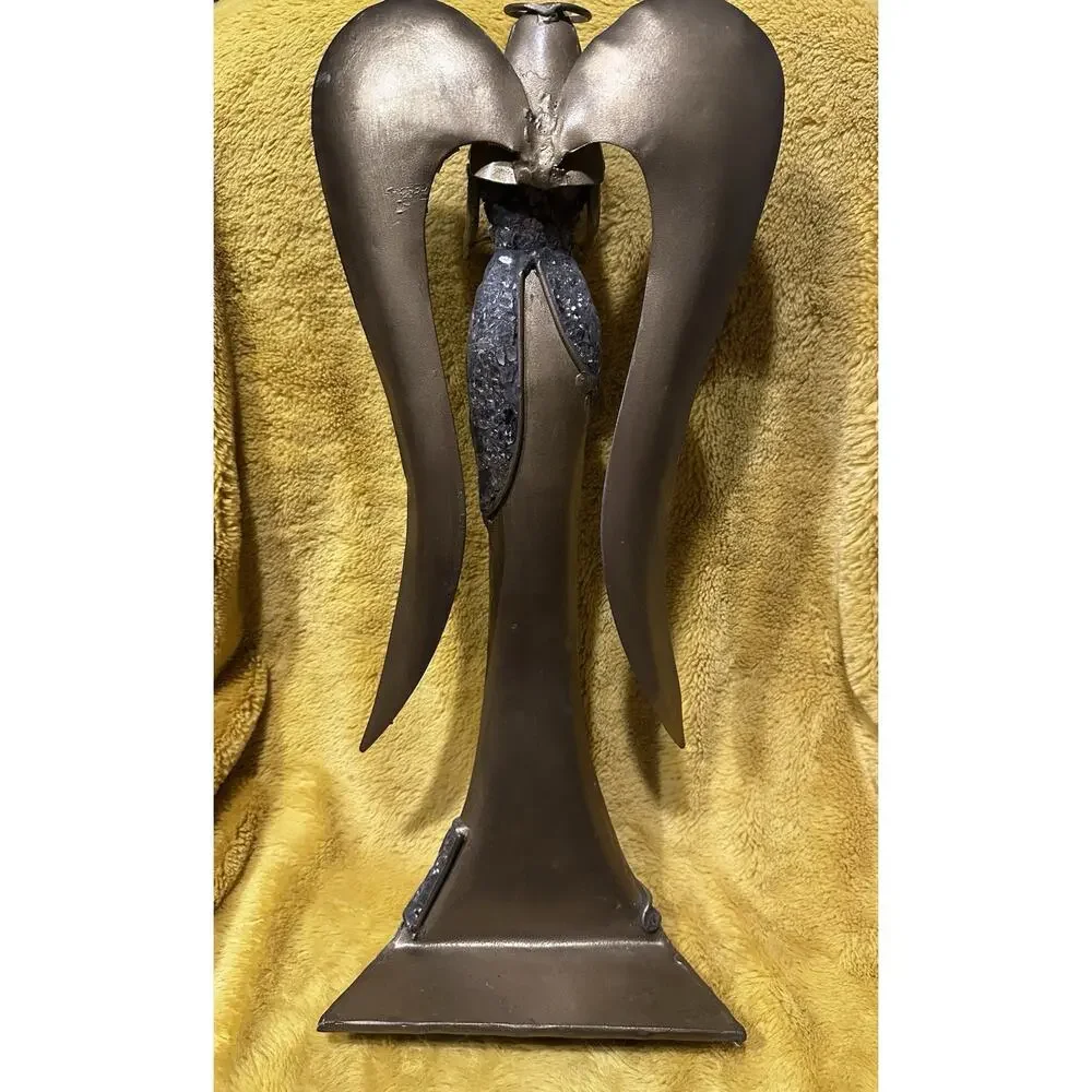 Pier 1 Angel 19” Metal Sculpture w Glass Mosaic Vintage Handmade Candle Holder